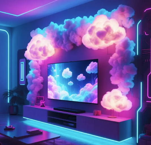 [Music Sync AJK Sofa] Music Sync AJK Sofa Cloud Light | Multicolor Changing LED String, USB Powered, Button Control | Ideal for Christmas Gifts, Bedroom, Hotel, Party, Gaming Room or Bedroom etc. (Size: 2.88m/113.39inch Cloud Light)